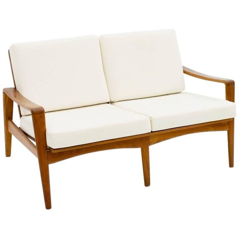 Two Person Teak Wood Sofa Bench By Arne Wahl Iversen 1960s