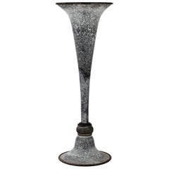 Monumental Black 'A Scavo' Murano Glass Vase Attributed to Seguso Vetri D'Arte