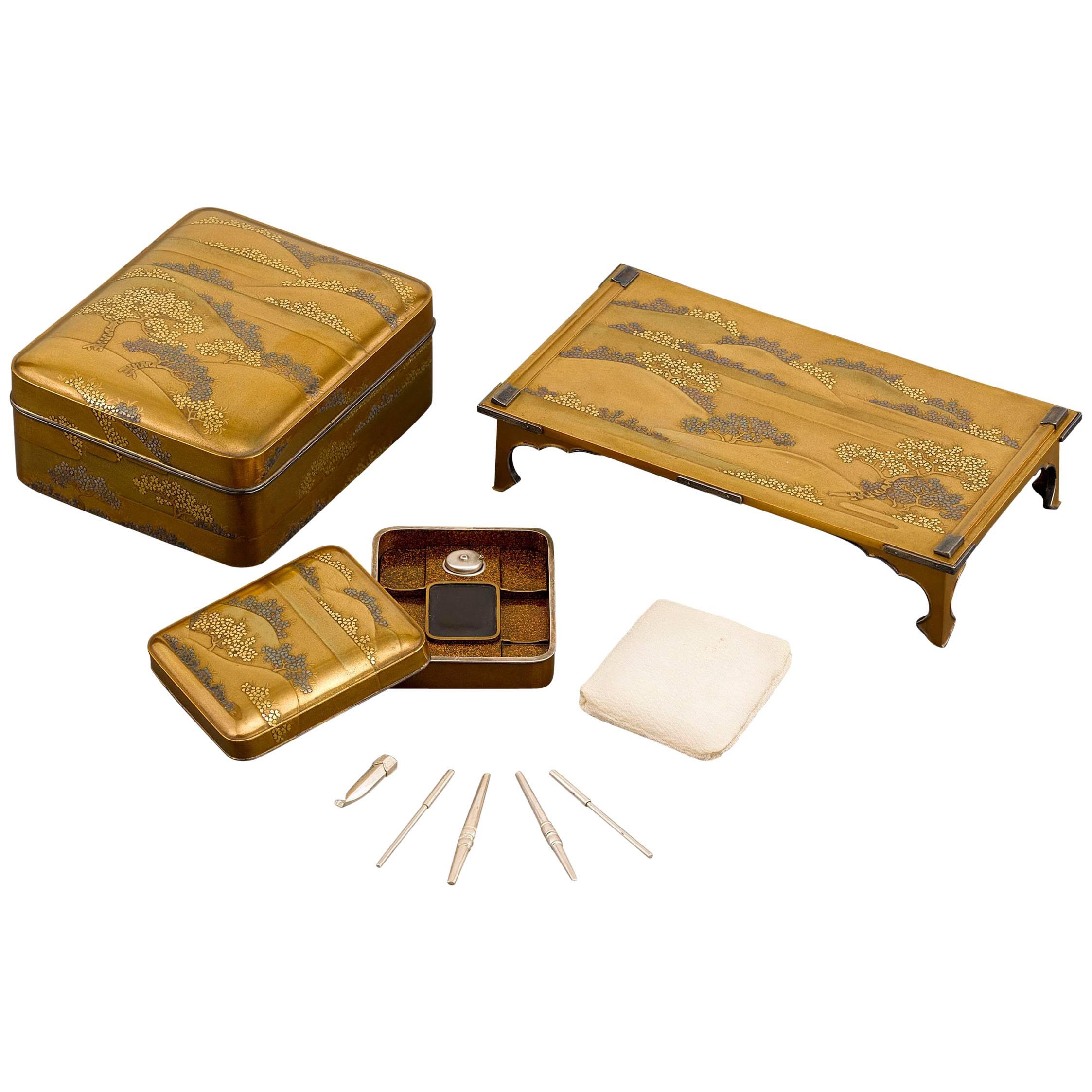 Japanese Meiji Lacquer Writing Set For Sale