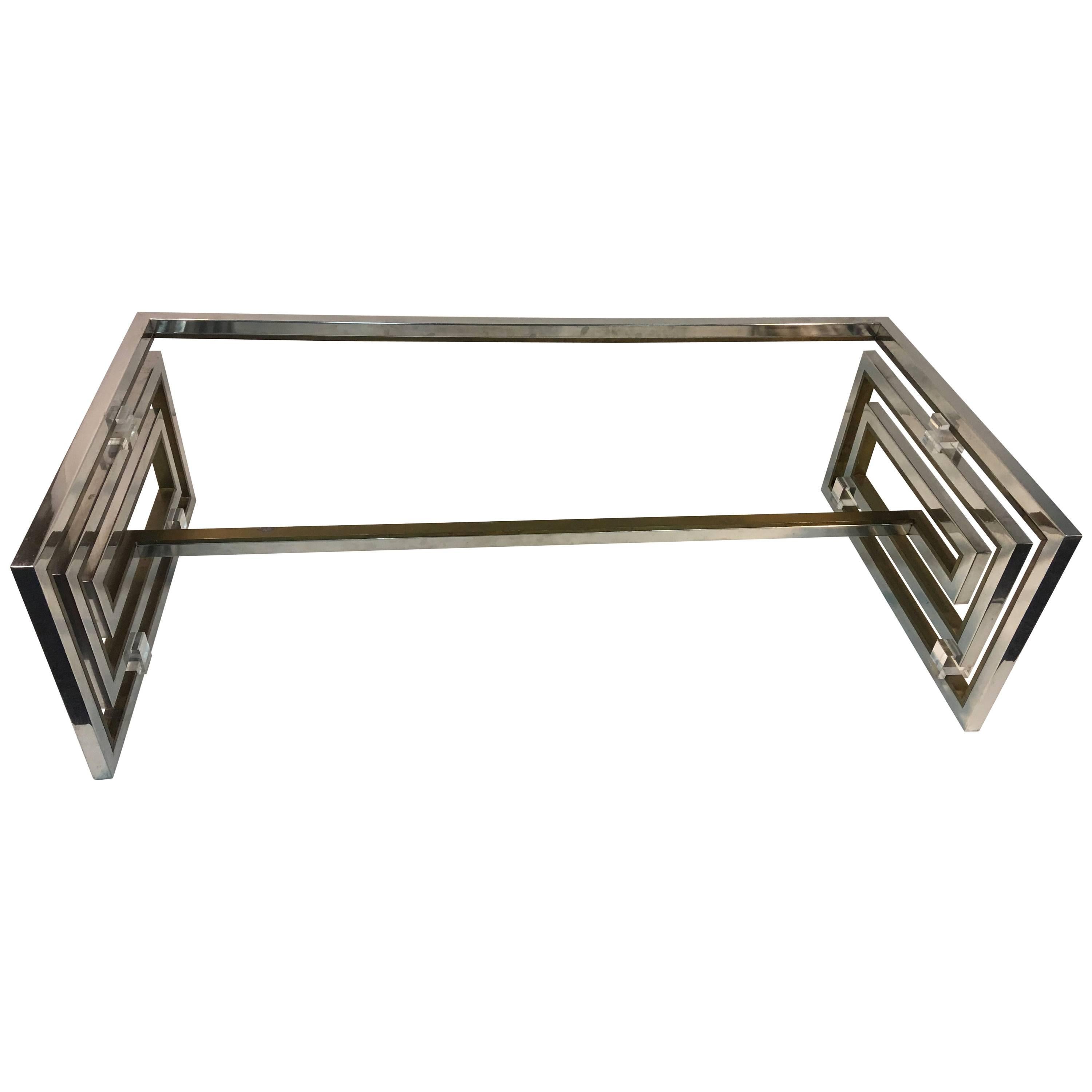 Italian Modernist Two Tone Metal Coffee Table By Romeo Rega For Sale