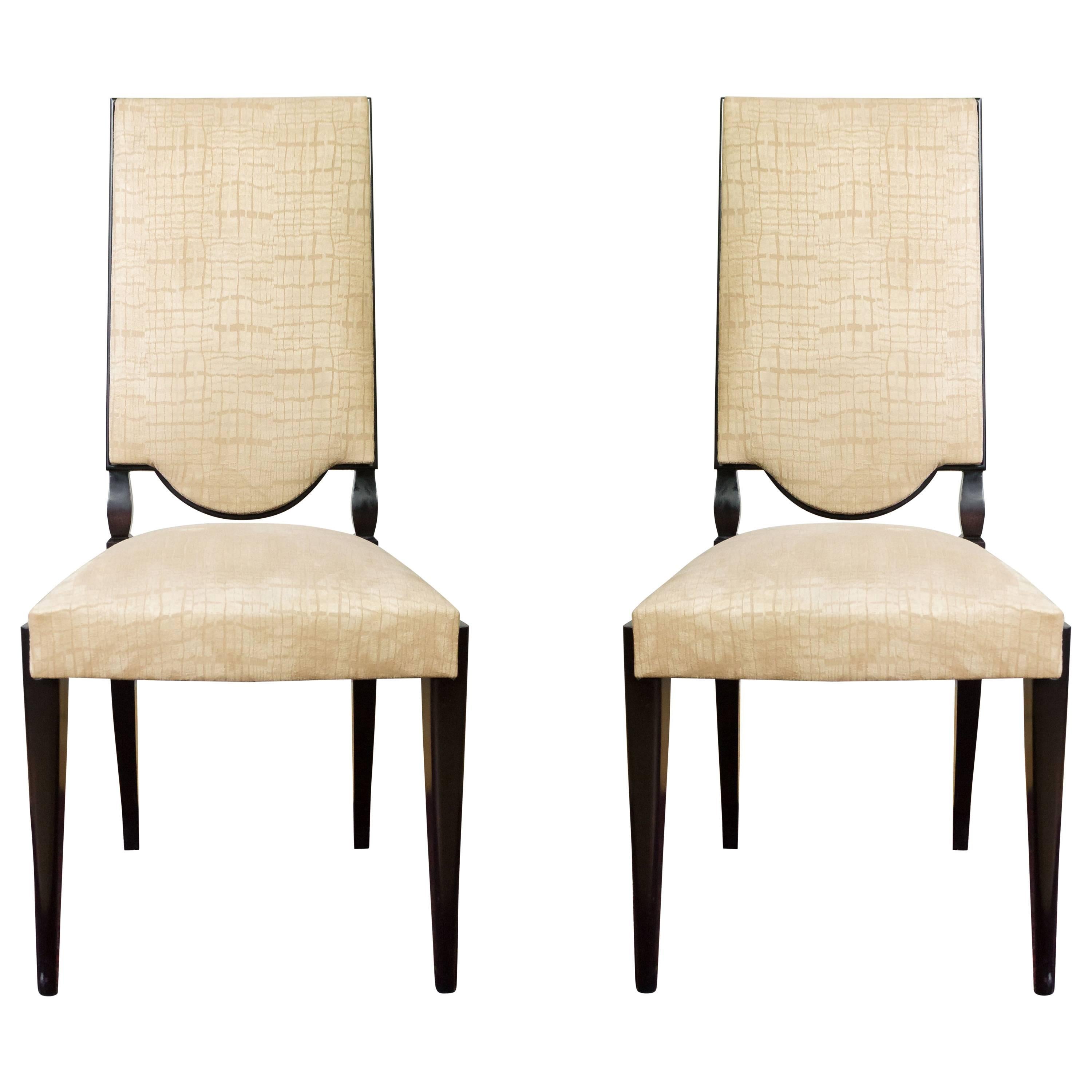 Pair of High Back Dining Chairs