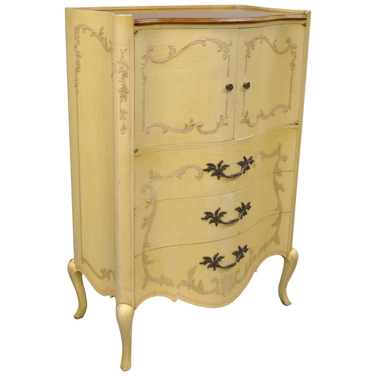 French Provincial Louis XV Style Walnut Tall Chest Dresser by John