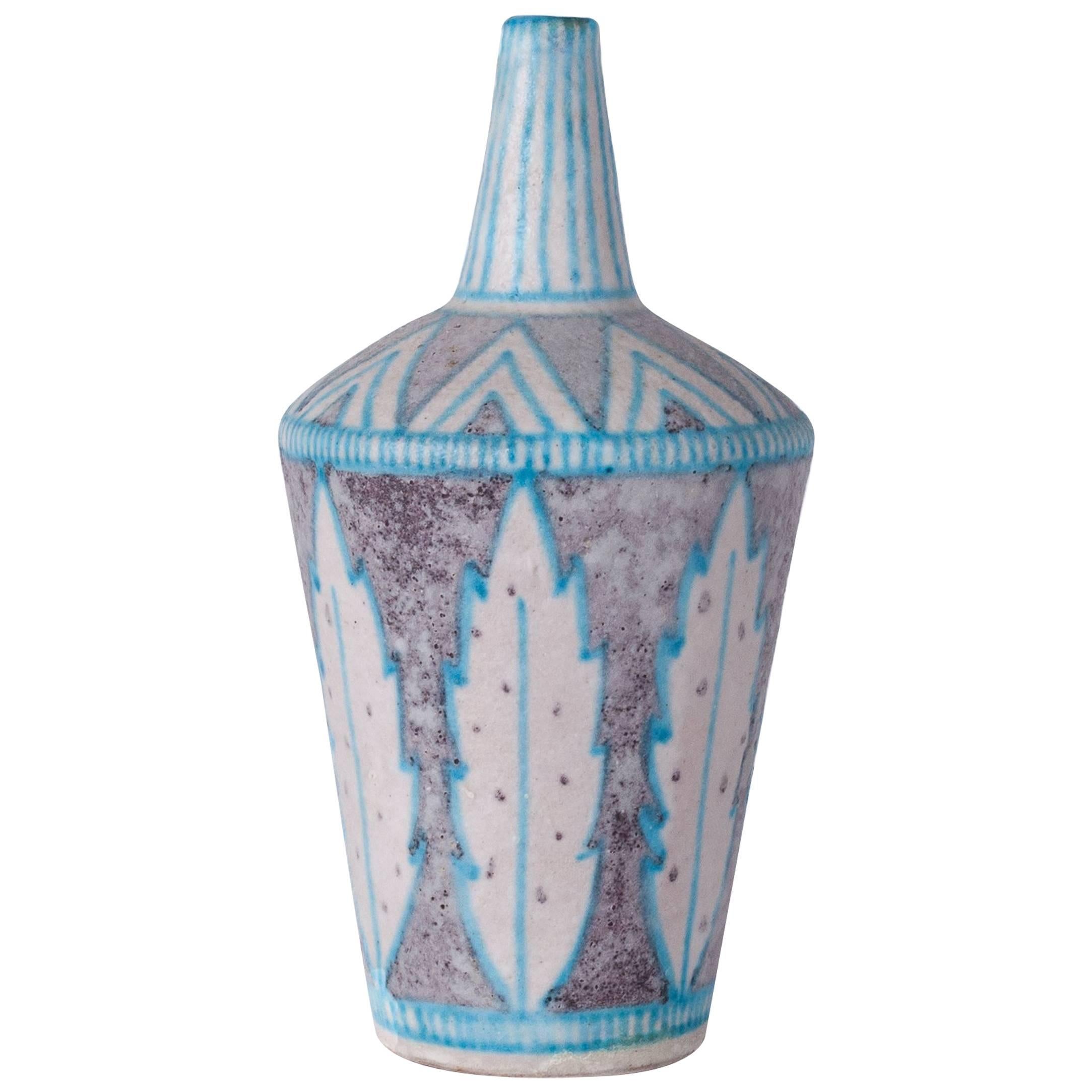 Graceful Glazed Ceramic Vase by C.A.S. Vietri, Italy, 1950s For Sale