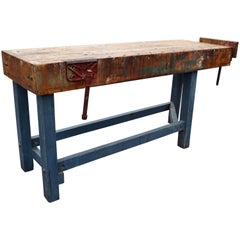 1950s Worktable with Two Vises