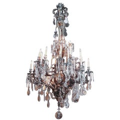 Monumental Antique Bronze and Crystal Chandelier with Twenty-Seven Lights