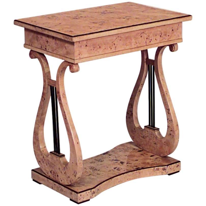 Swedish Biedermeier Birch Lyre End Table For Sale