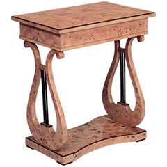 Table d'extrémité suédoise Biedermeier Lyre en bouleau