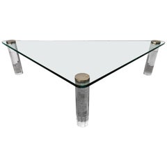 Triangular Glass and Lucite Coffee or Cocktail Table by Leon Rosen for Pace