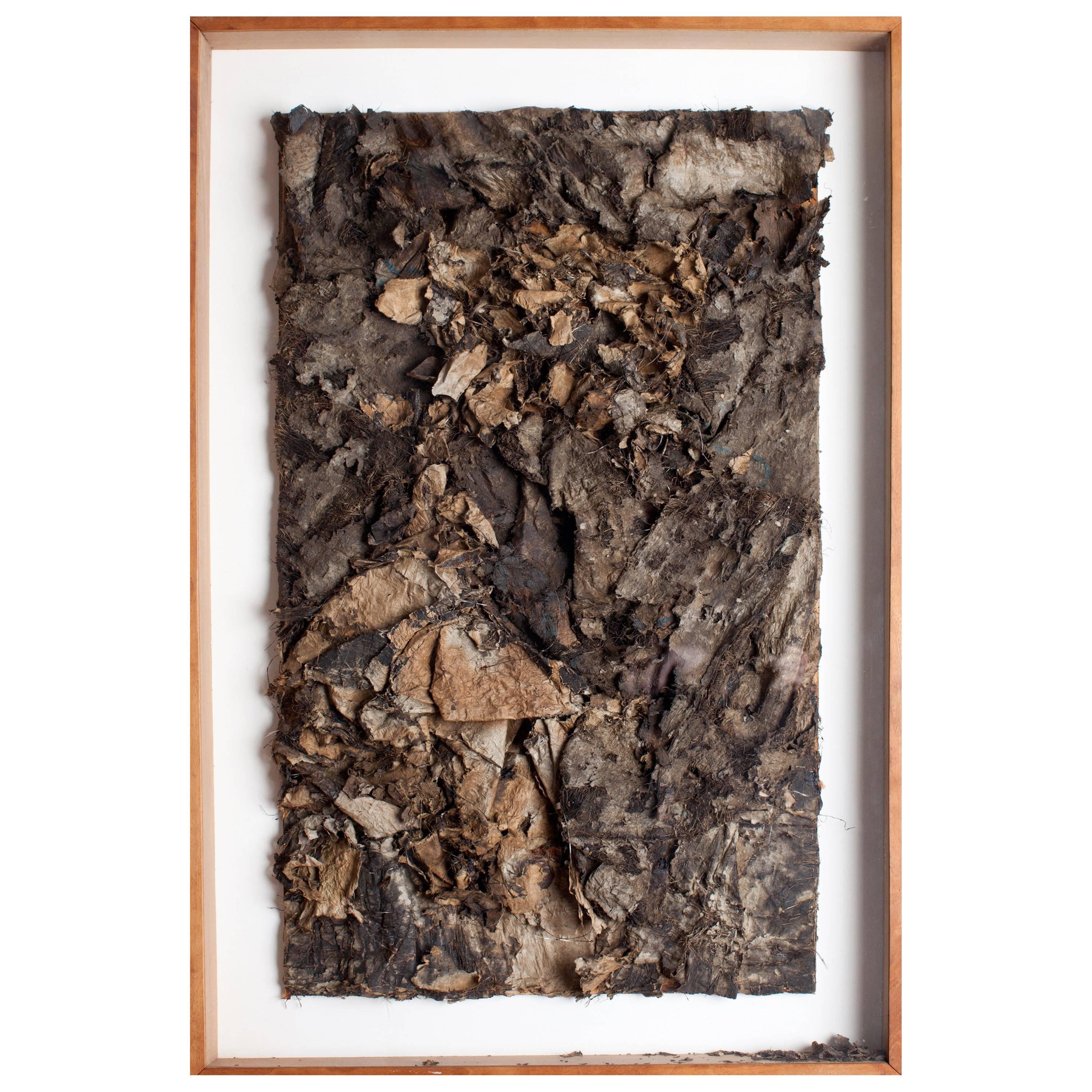 Gene Hedge, magnifique assemblage abstrait, un collage de papier 3D en marron et noir en vente