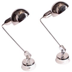 Charlotte Perriand Selected Pair of Jumo 600 Chrome Table Lamps, France c. 1949