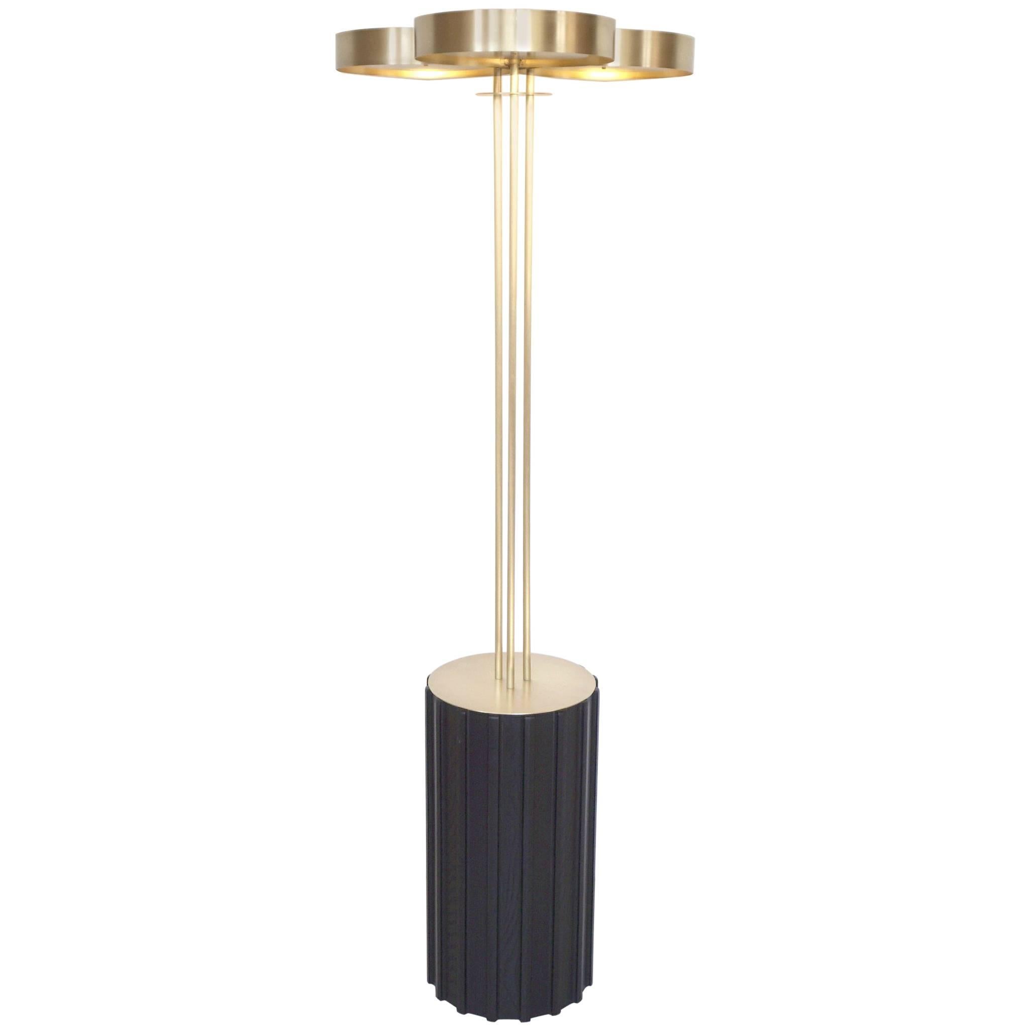 Trillium Floor Lamp In Brass by Simon Johns