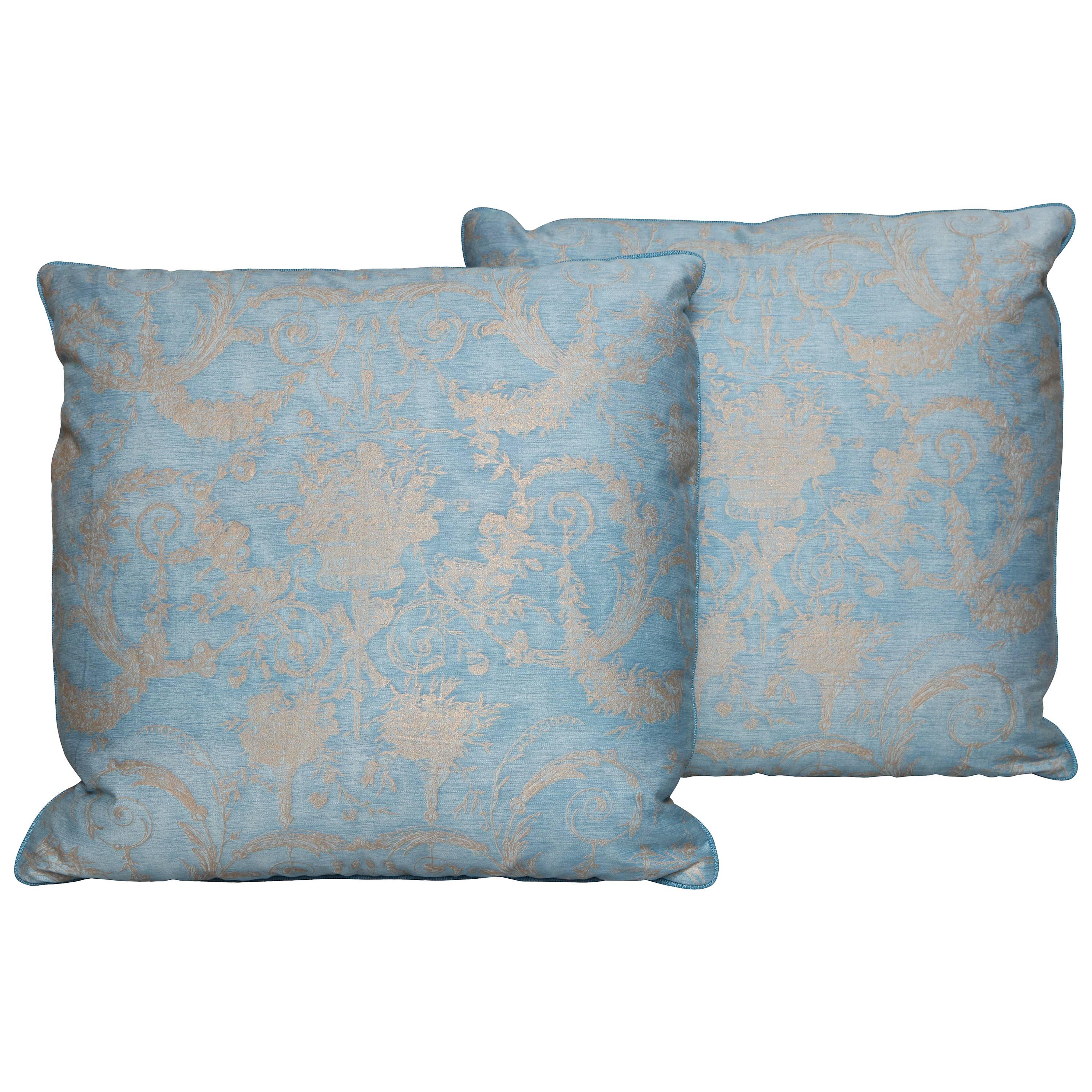 Pair of Fortuny Fabric Cushions in the Festoni Pattern