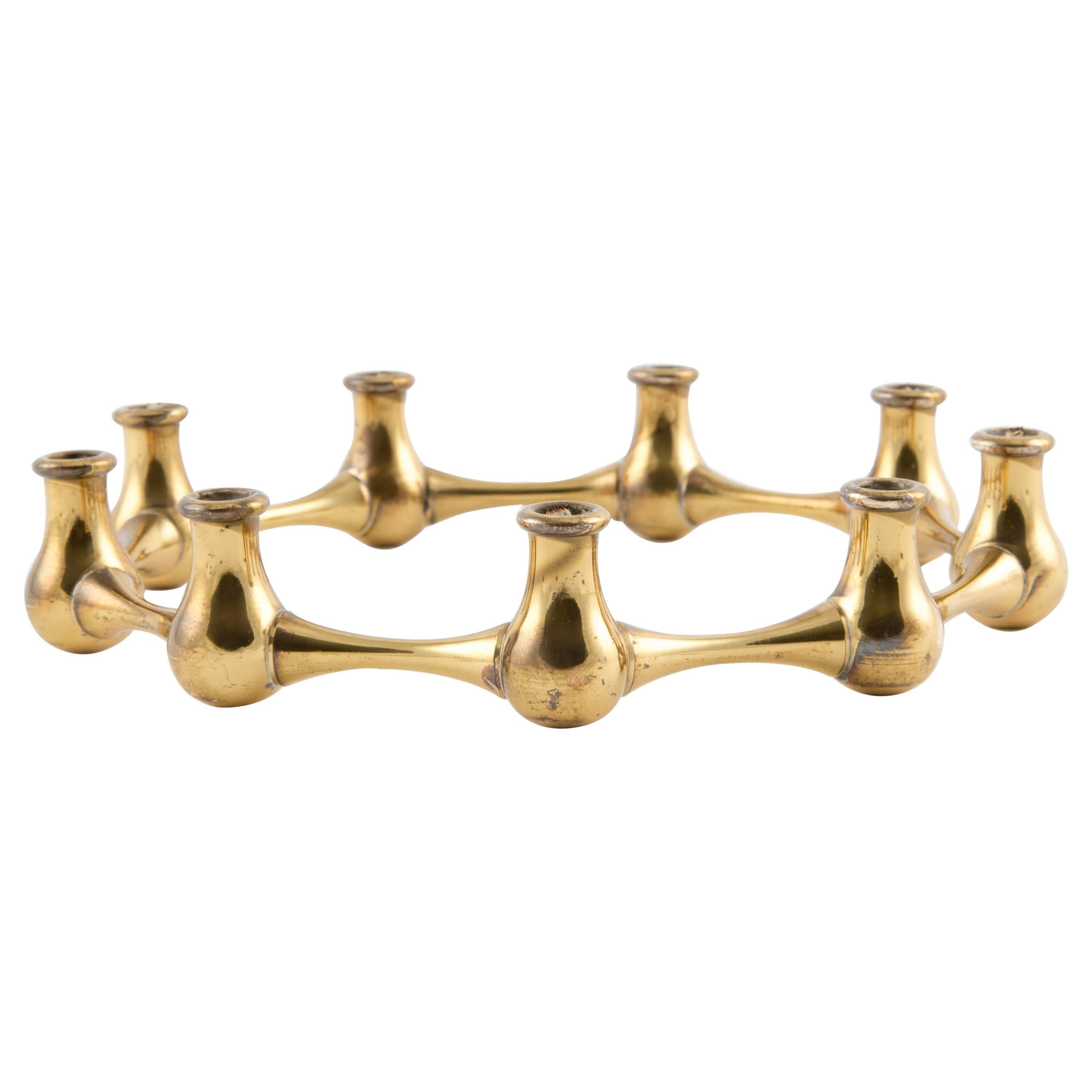 Brass Candleholder as a Circle from Scandinavian