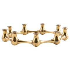 Brass Candleholder as a Circle from Scandinavian