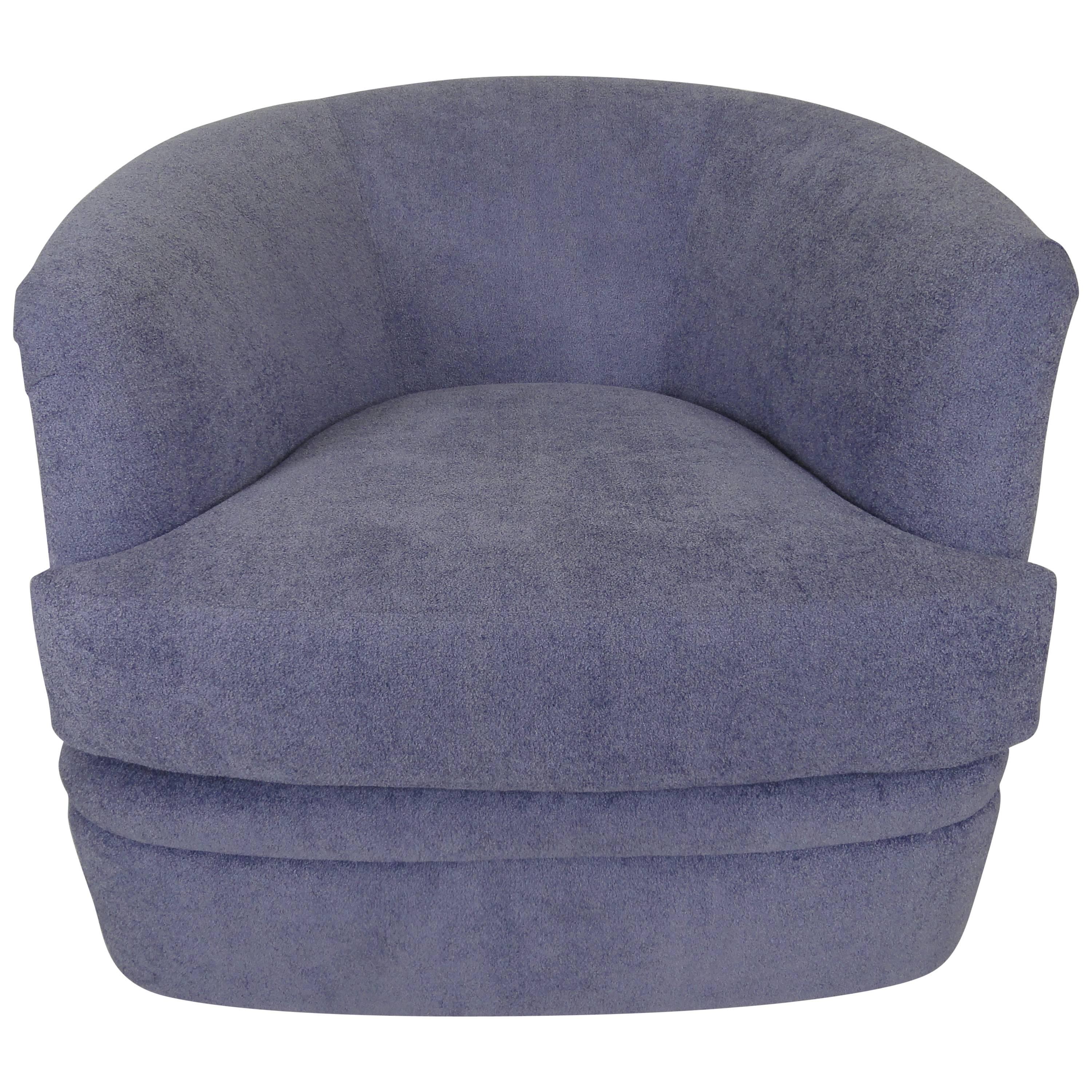 Milo Baughman-Style Swivel Lounge Chair For Sale
