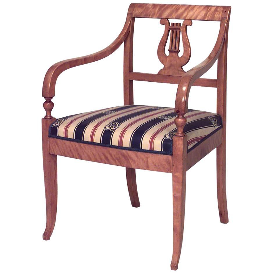 Swedish Biedermeier Birch Arm Chair