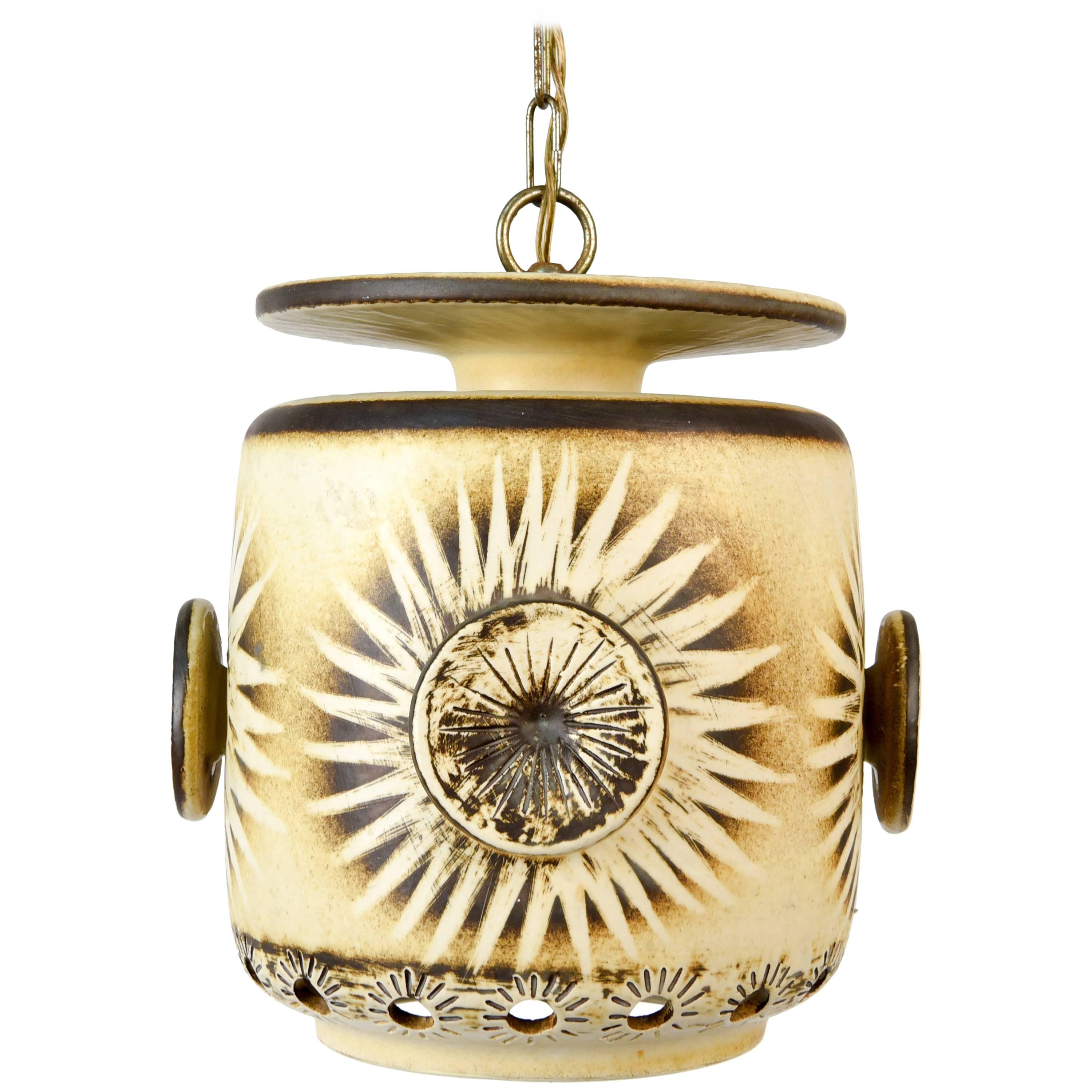 Danish Midcentury Ceramic Pendant Lamp
