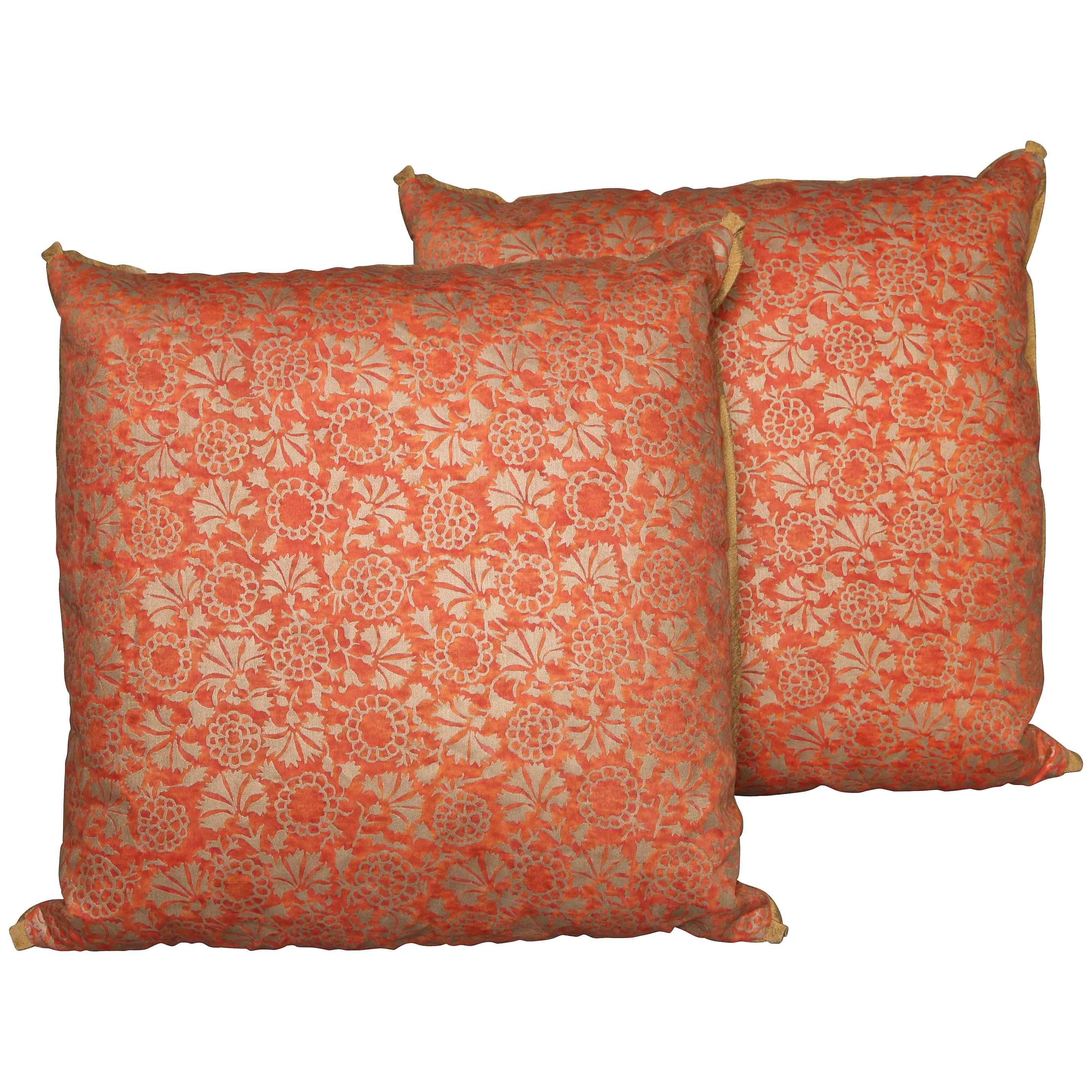 Pair of Fortuny Fabric Cushions in the Irani Pattern