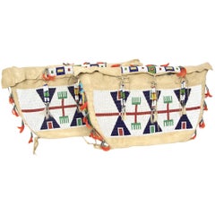 Pair of Antique Native American Beaded Possible Bags 'Tepee Bags', Sioux