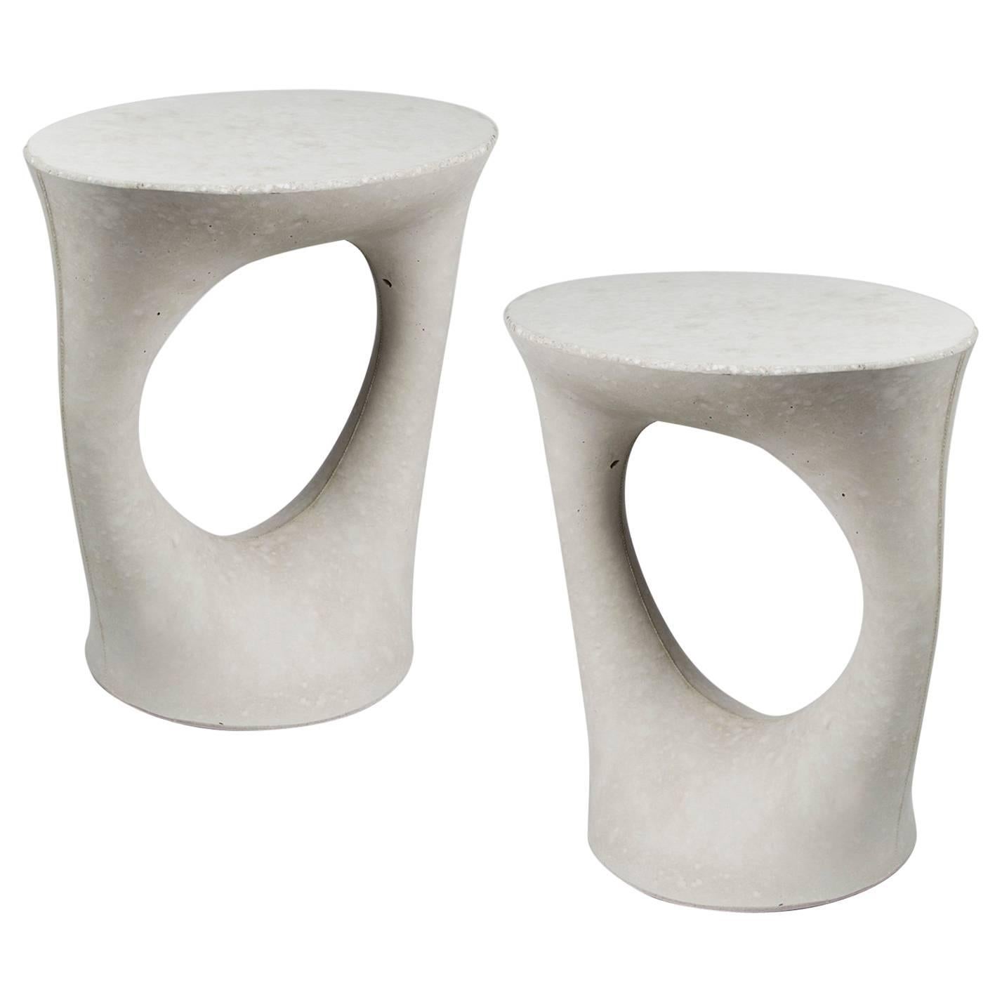 Pair of Grey Short Kreten Side Tables from Souda, Made to Order