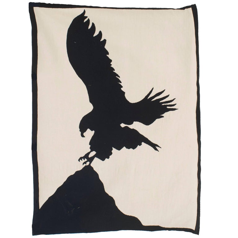 Contemporary Black and White Bradfield Eagle Tapestry For Sale at