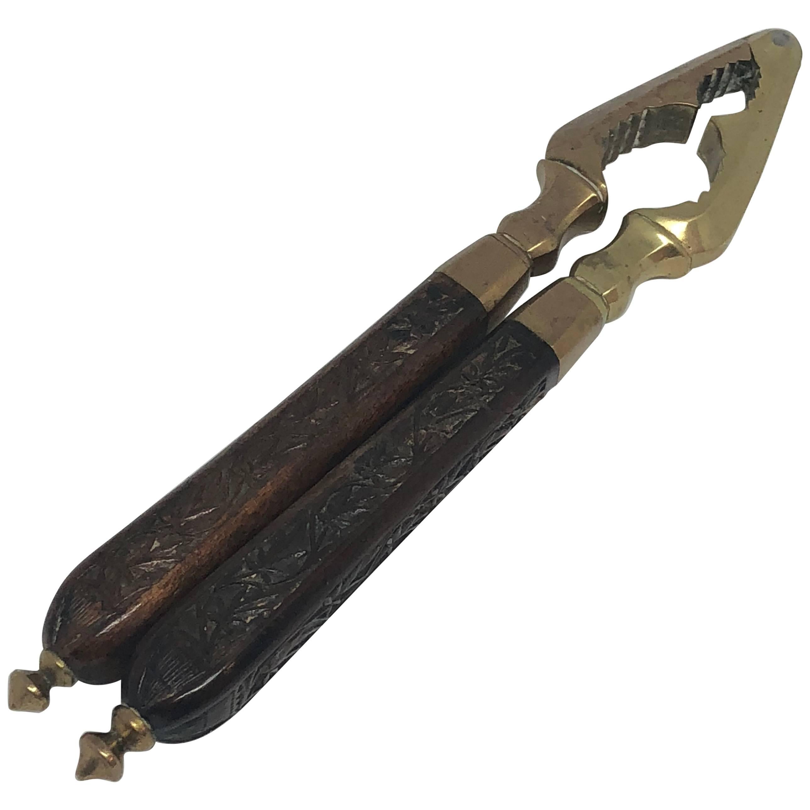 Baroque Danish 18th Century Brass And Wood Nutcracker For Sale