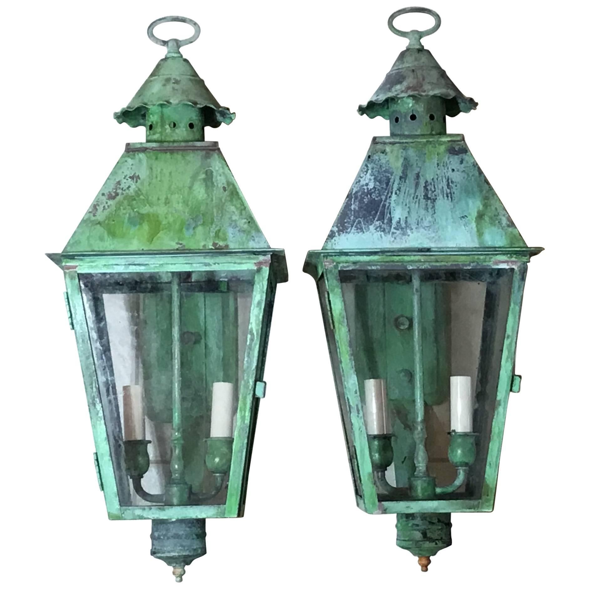 Pair of Vintage Brass Lantern