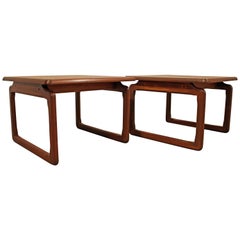 Pair of Danish Modern Tarm Stole Teak Free Space End Tables