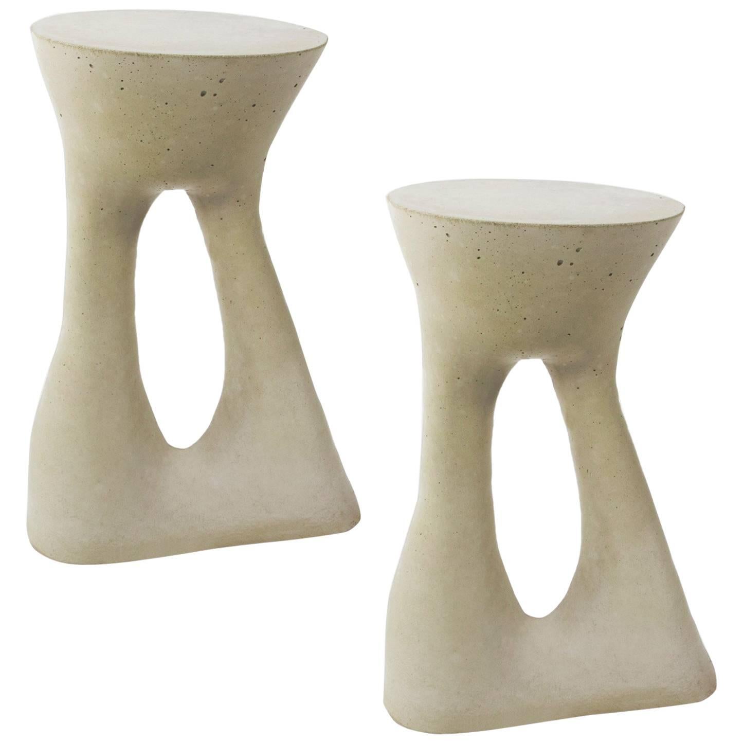 Pair of Tall Grey Kreten Side Tables from Souda, Made to Order