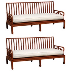 Pair of Chinese Rosewood Carved Sofas or Benches