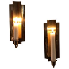 Pair of Swedish Brass Candle Wall Sconces, 1950