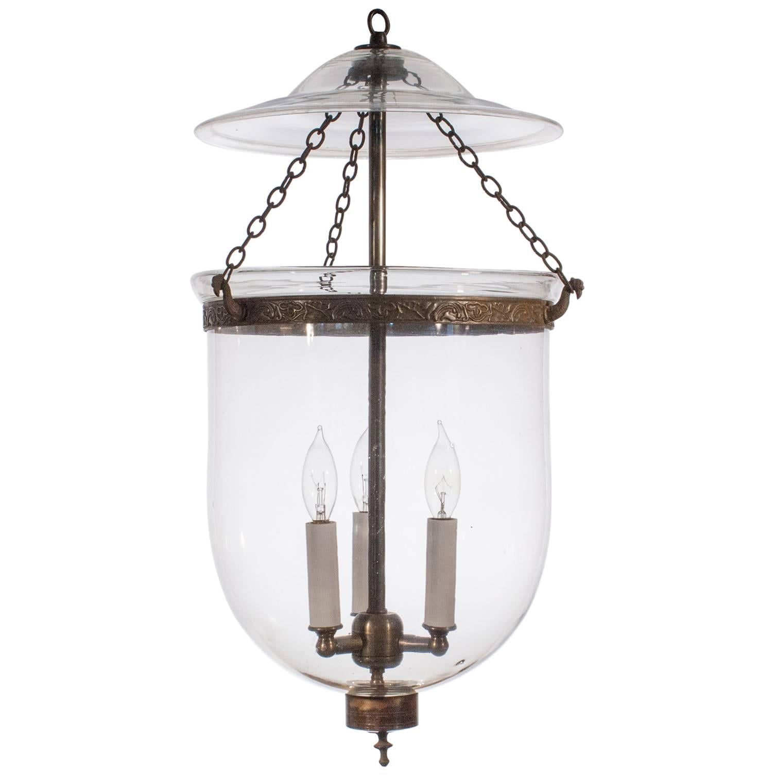 19th Century Clear Glass Bell Jar Lantern For Sale