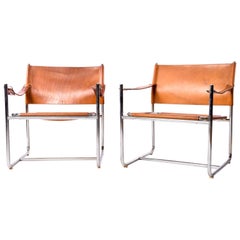 Pair of Karin Mobring "Admiral" Safari Leather Chairs, circa 1970s
