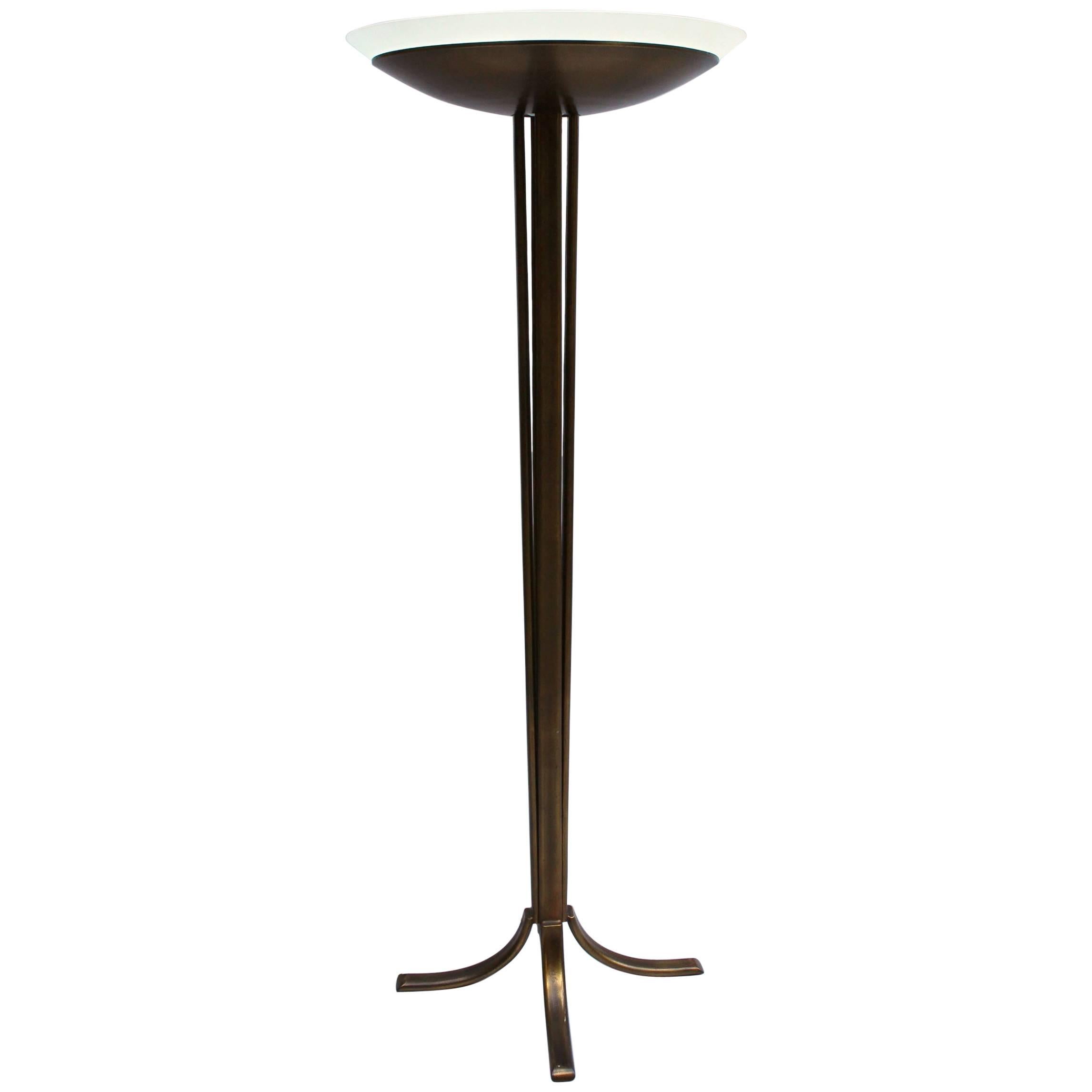 Fine French Art Deco Bronze and Glass Floor Lamp by Perzel For Sale