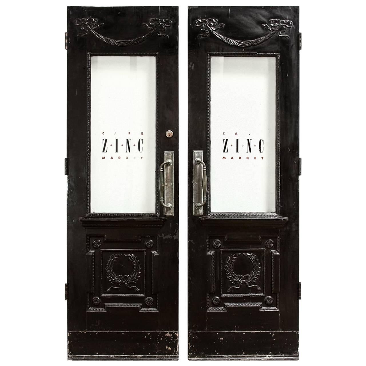 Pair of Neoclassical Louis XVI Lacquered Pub or Bistro Doors
