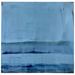 Abstract Light Blue Painting Titled "Sea Glass" by Rebecca Ruoff, 2018