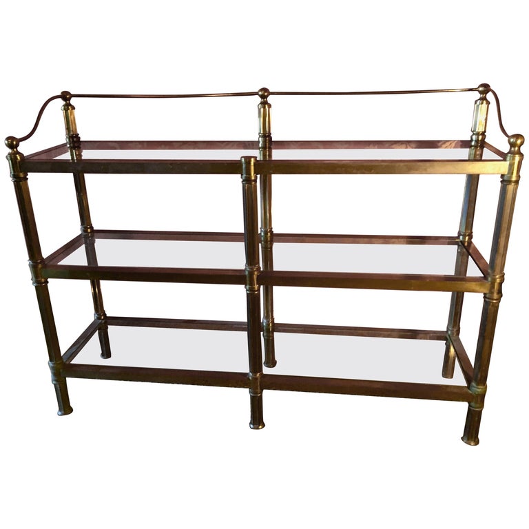 Solid Brass Three Shelf Console Display in the Manner of Neoclassical