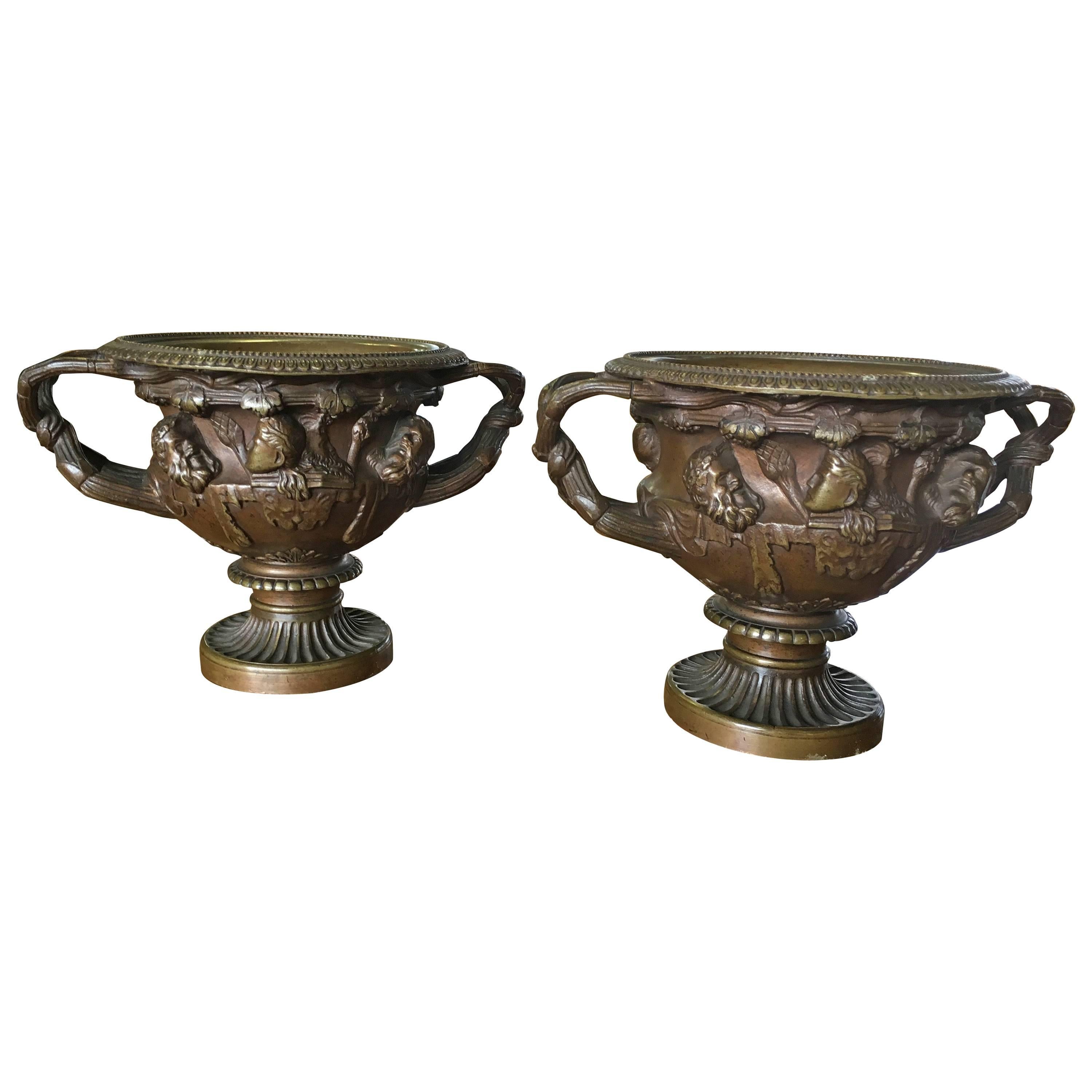 19th Century Pair of French Bronze Vases by F. Barbedienne