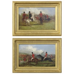 Antique Pair of 19th Century English Sporting Paintings by Richard D. Widdas