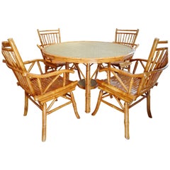 Ficks and Reed Midcentury Bamboo Table and Four Chairs
