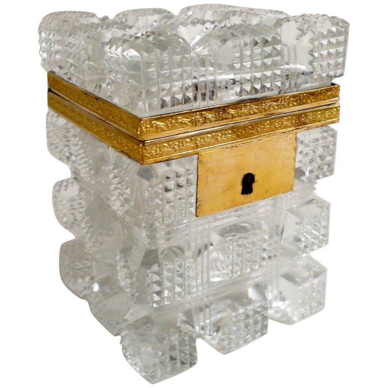 French Gilt Bronze Mounted Cut Crystal Box at 1stDibs