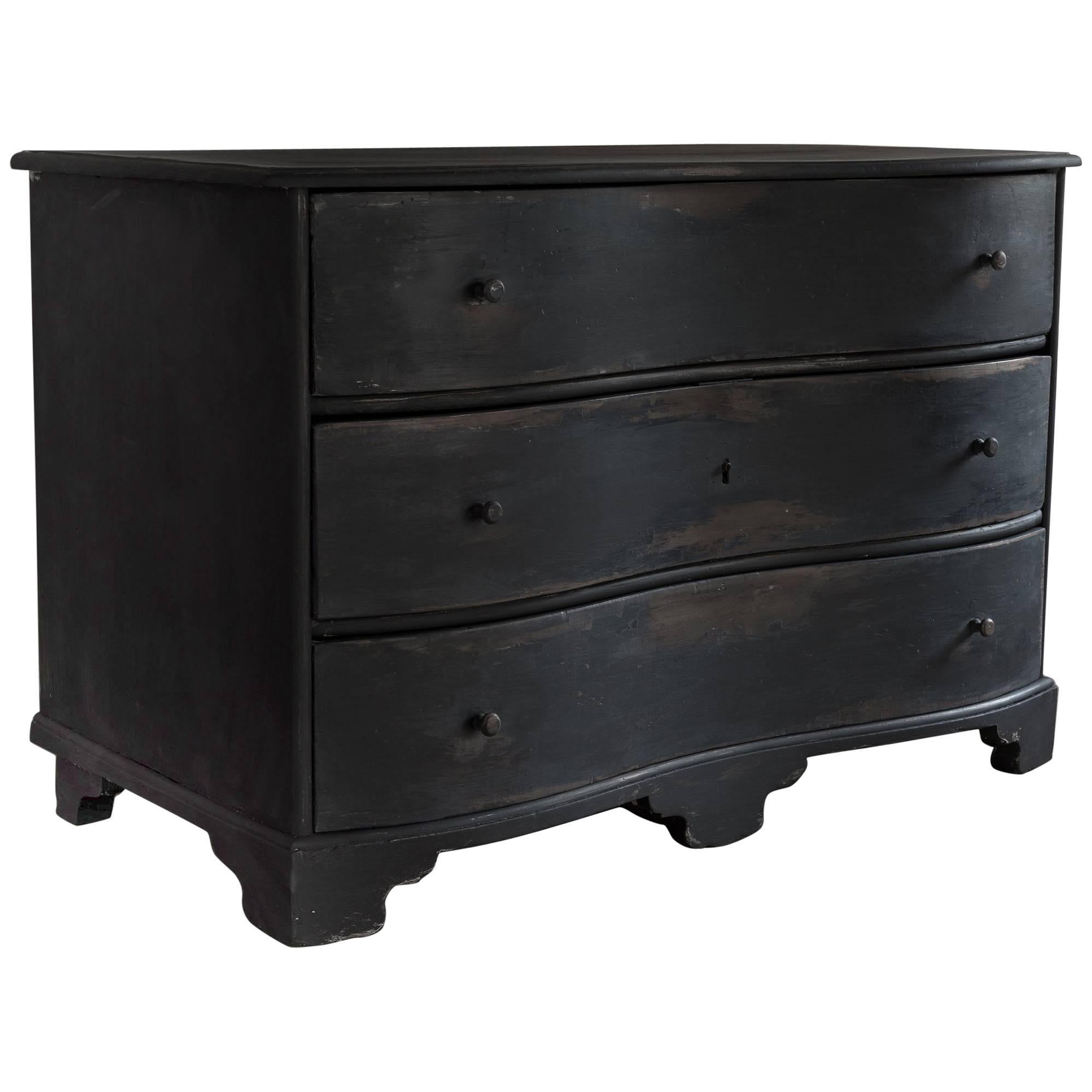 Large Swedish 18th Century Baroque Commode Galbé Chest of Drawers
