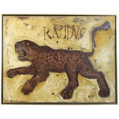 Large Contemporary Mixed Media Leopard Painting