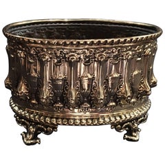 French Polished Brass Jardiniere or Container with Liner on Feet, 19th Century
