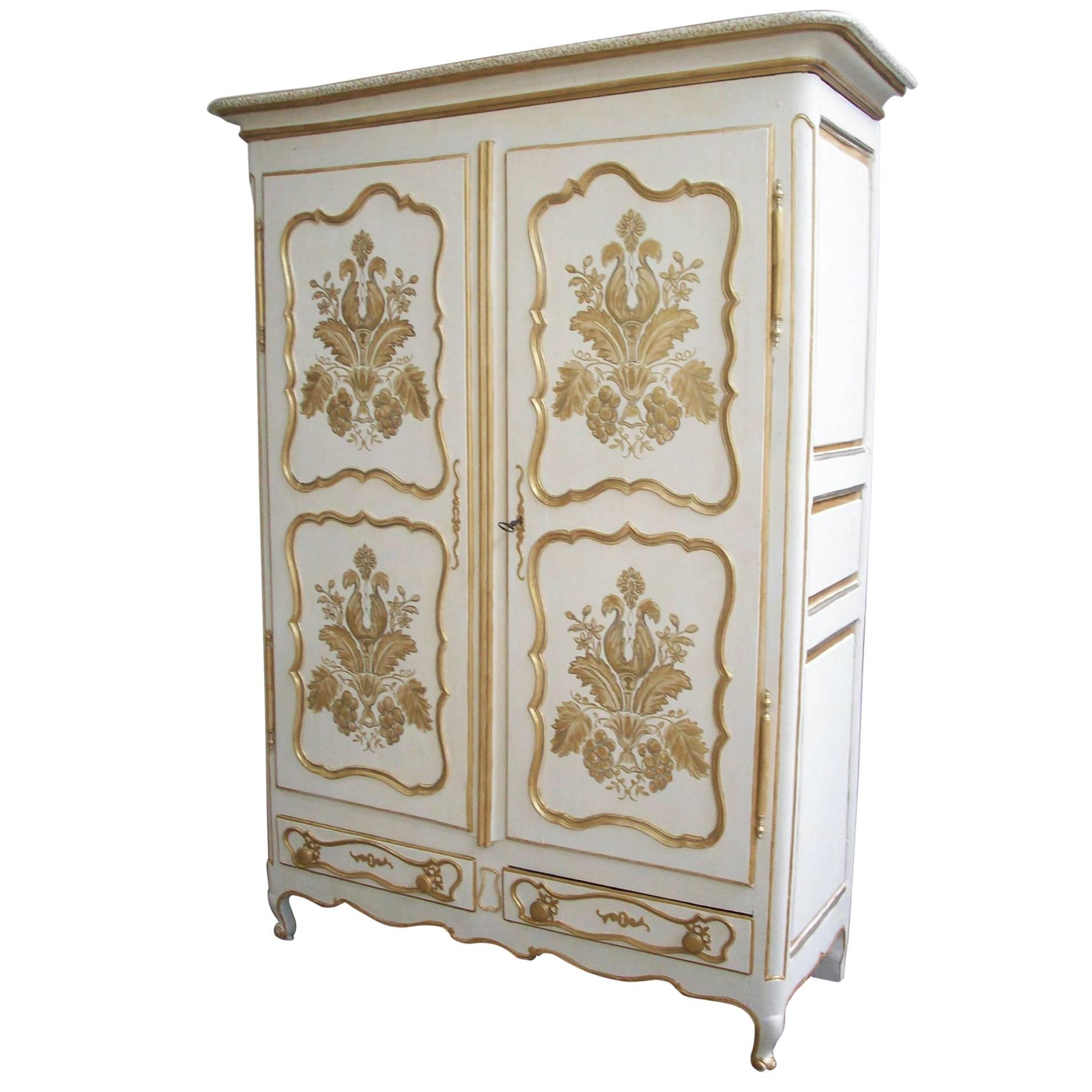 Early 19th Century Painted French Armoire For Sale