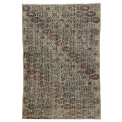 Distressed Vintage Turkish Sivas Rug with Modern Industrial Art Deco Style