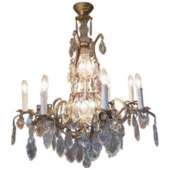 Vintage French Chandelier in Silver Color with 12 Lights, Early 1900