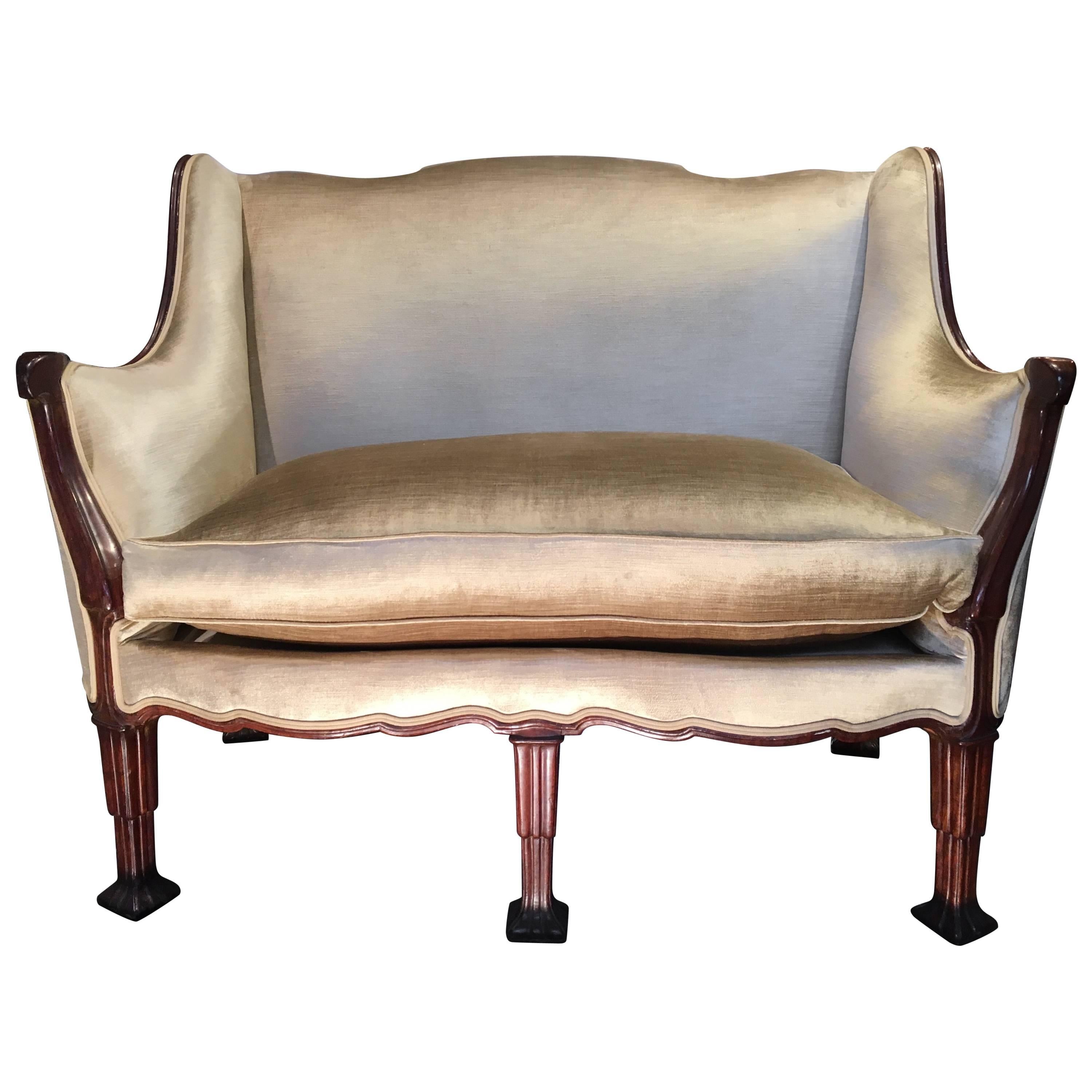Set of English Art Nouveau Armchairs and Sofa in Mahogany, circa 1900 For Sale