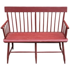 Antique Small Painted Windsor Bench, circa 1830