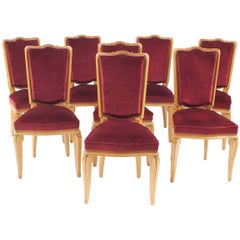 Set of Eight French '1938' Sycamore Side Chairs, Attributed to André Arbus